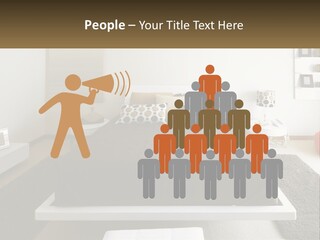 A Bedroom With A Large Bed And A Brown Blanket PowerPoint Template