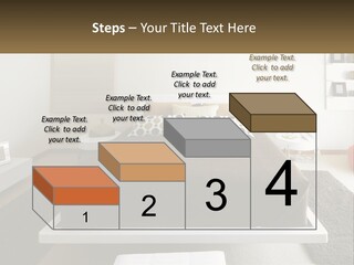 A Bedroom With A Large Bed And A Brown Blanket PowerPoint Template