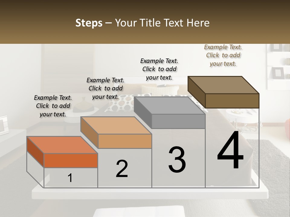 A Bedroom With A Large Bed And A Brown Blanket PowerPoint Template