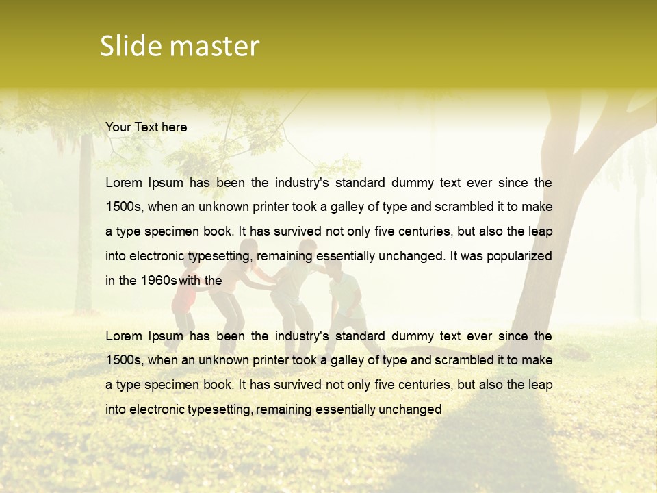 A Group Of Children Playing In A Park PowerPoint Template