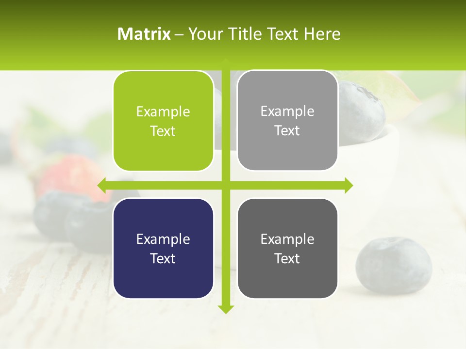 A White Bowl Filled With Blueberries On Top Of A Wooden Table PowerPoint Template