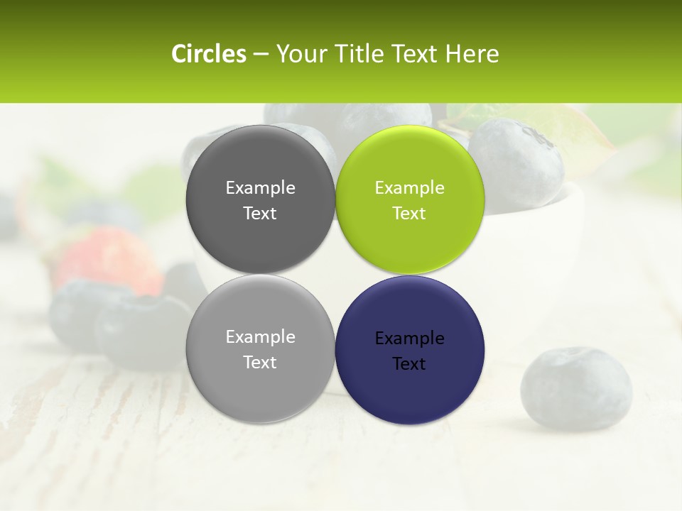 A White Bowl Filled With Blueberries On Top Of A Wooden Table PowerPoint Template