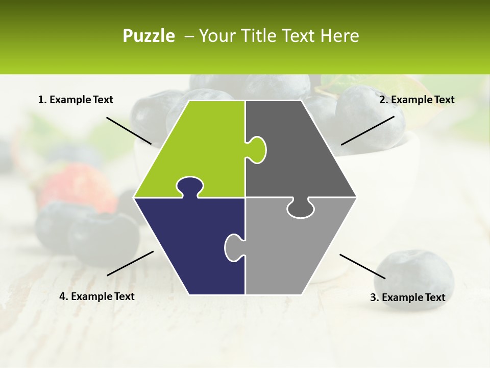 A White Bowl Filled With Blueberries On Top Of A Wooden Table PowerPoint Template