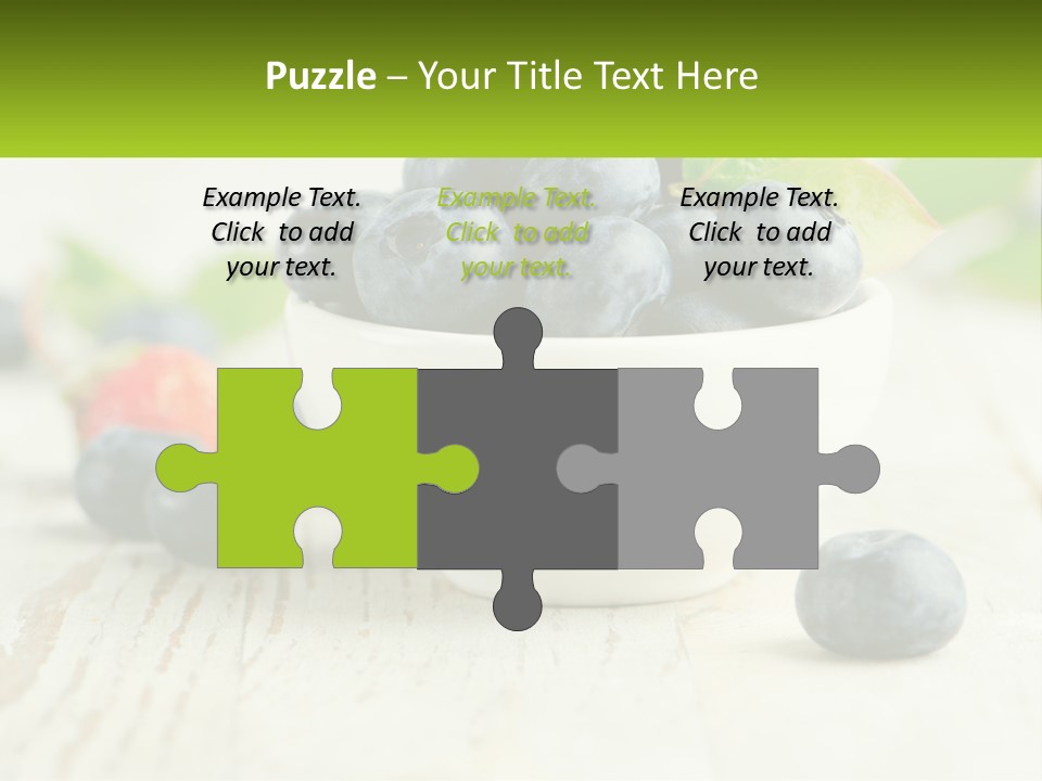 A White Bowl Filled With Blueberries On Top Of A Wooden Table PowerPoint Template