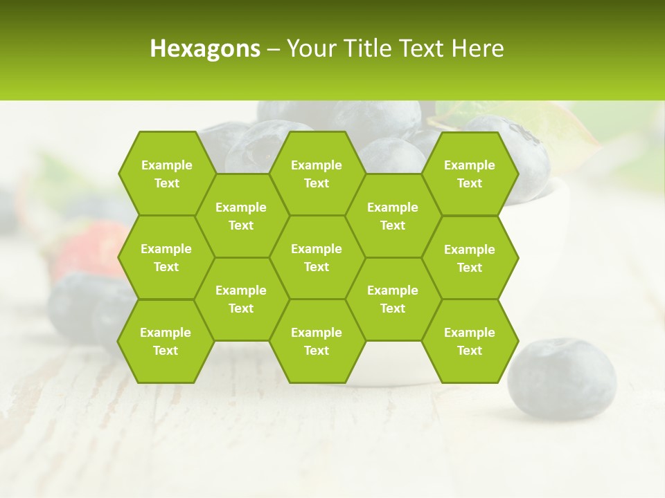 A White Bowl Filled With Blueberries On Top Of A Wooden Table PowerPoint Template