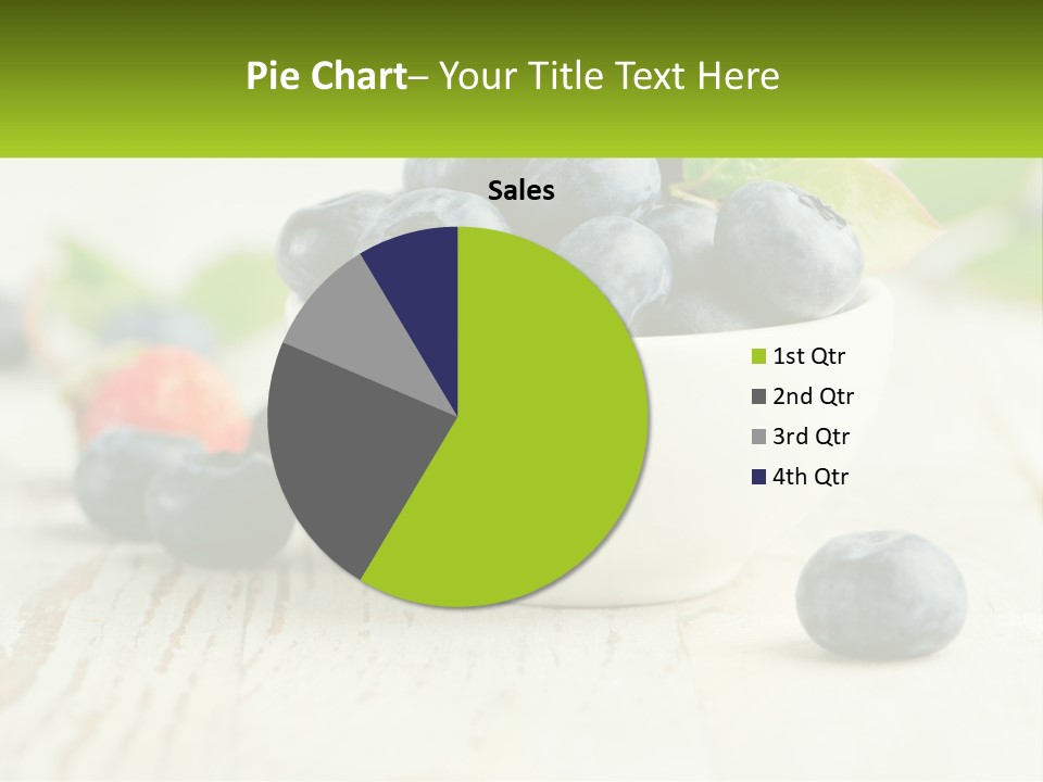A White Bowl Filled With Blueberries On Top Of A Wooden Table PowerPoint Template