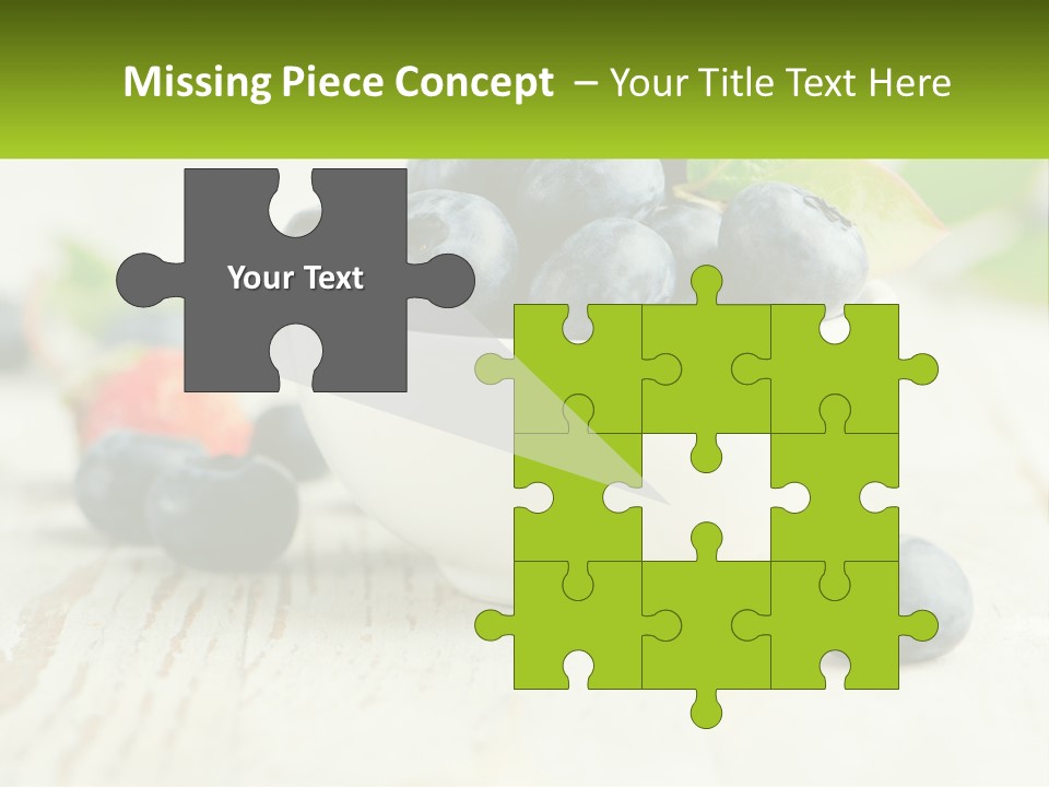 A White Bowl Filled With Blueberries On Top Of A Wooden Table PowerPoint Template