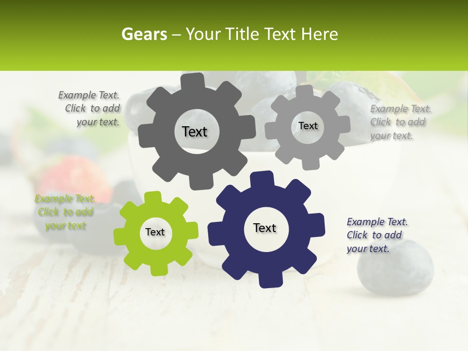 A White Bowl Filled With Blueberries On Top Of A Wooden Table PowerPoint Template