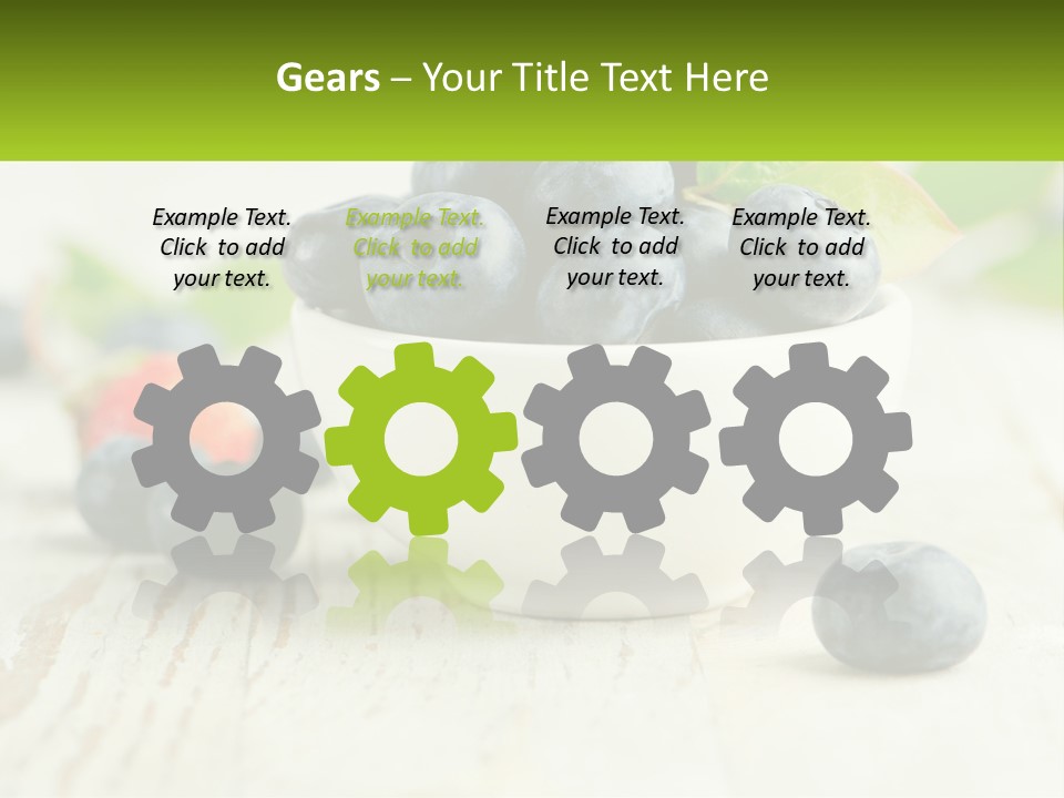 A White Bowl Filled With Blueberries On Top Of A Wooden Table PowerPoint Template