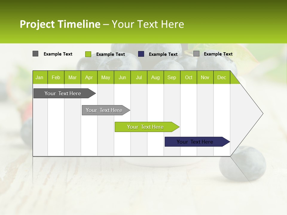 A White Bowl Filled With Blueberries On Top Of A Wooden Table PowerPoint Template