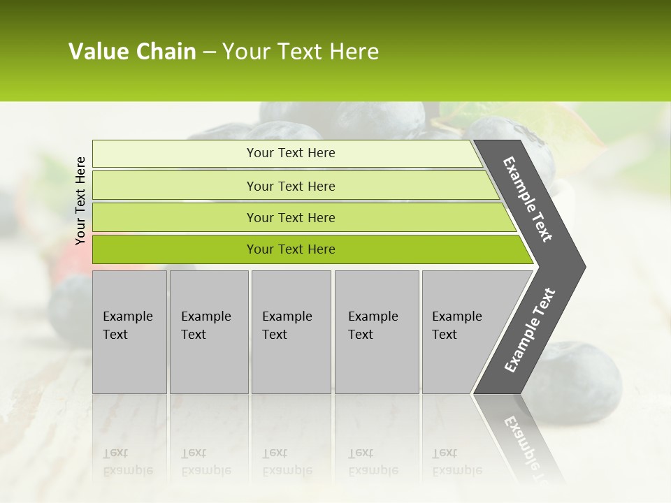 A White Bowl Filled With Blueberries On Top Of A Wooden Table PowerPoint Template