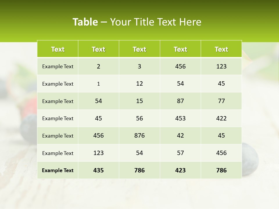 A White Bowl Filled With Blueberries On Top Of A Wooden Table PowerPoint Template