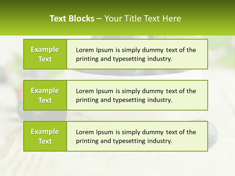 A White Bowl Filled With Blueberries On Top Of A Wooden Table PowerPoint Template