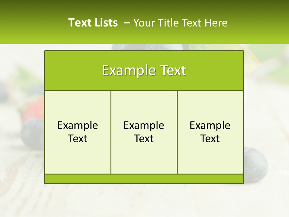 A White Bowl Filled With Blueberries On Top Of A Wooden Table PowerPoint Template