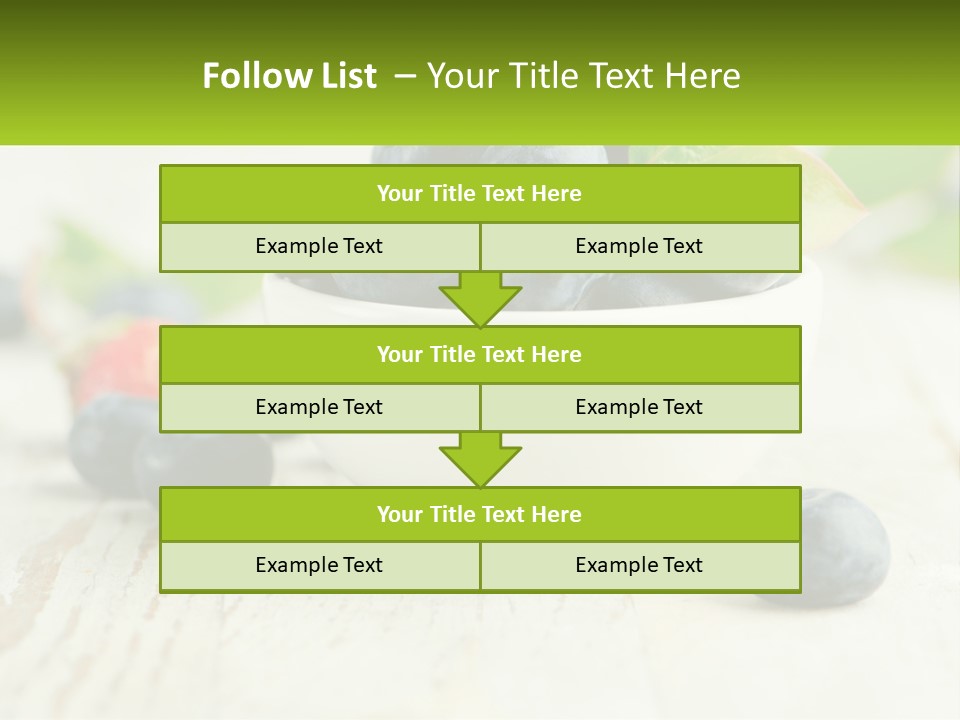 A White Bowl Filled With Blueberries On Top Of A Wooden Table PowerPoint Template