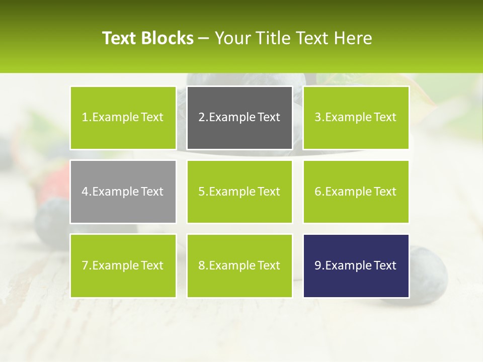 A White Bowl Filled With Blueberries On Top Of A Wooden Table PowerPoint Template