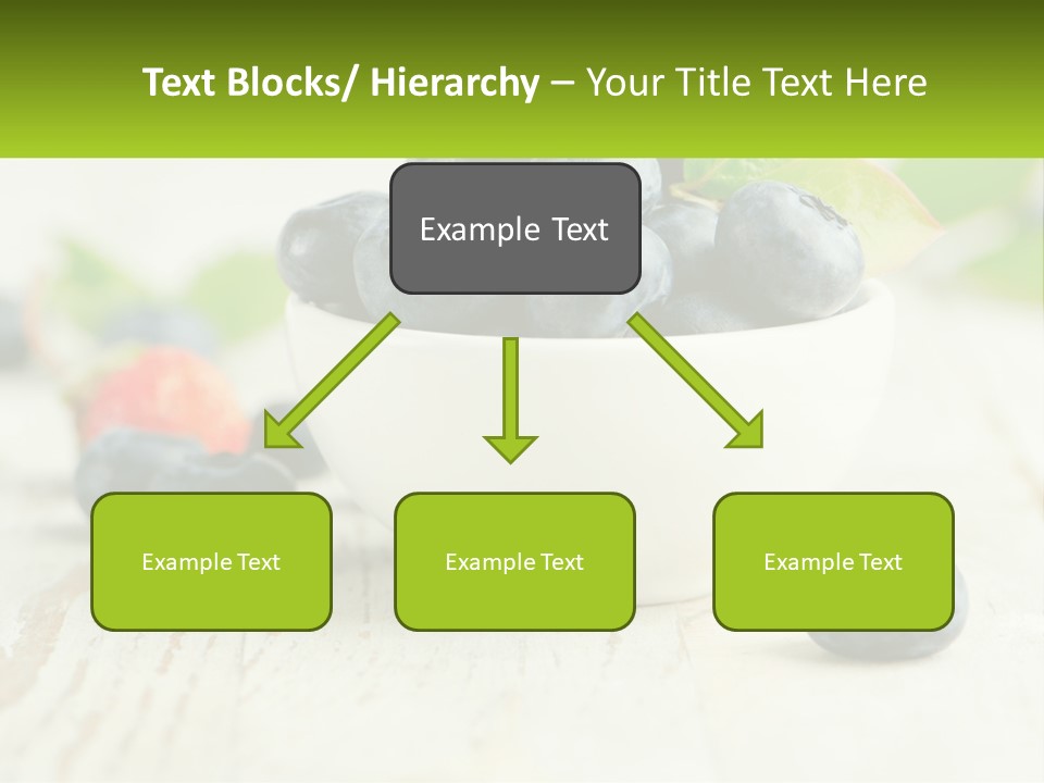 A White Bowl Filled With Blueberries On Top Of A Wooden Table PowerPoint Template