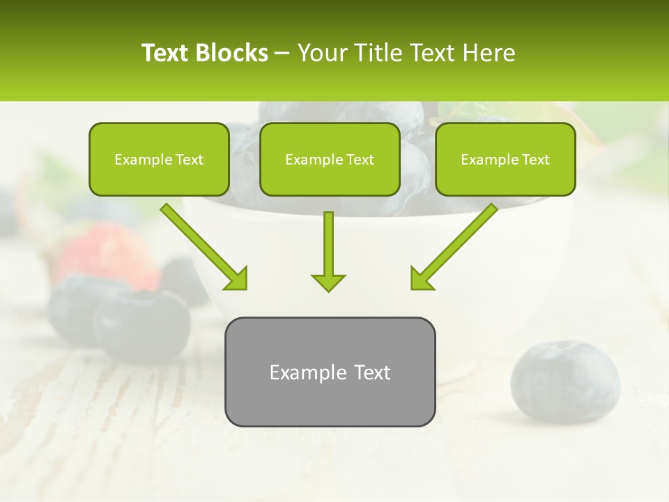 A White Bowl Filled With Blueberries On Top Of A Wooden Table PowerPoint Template