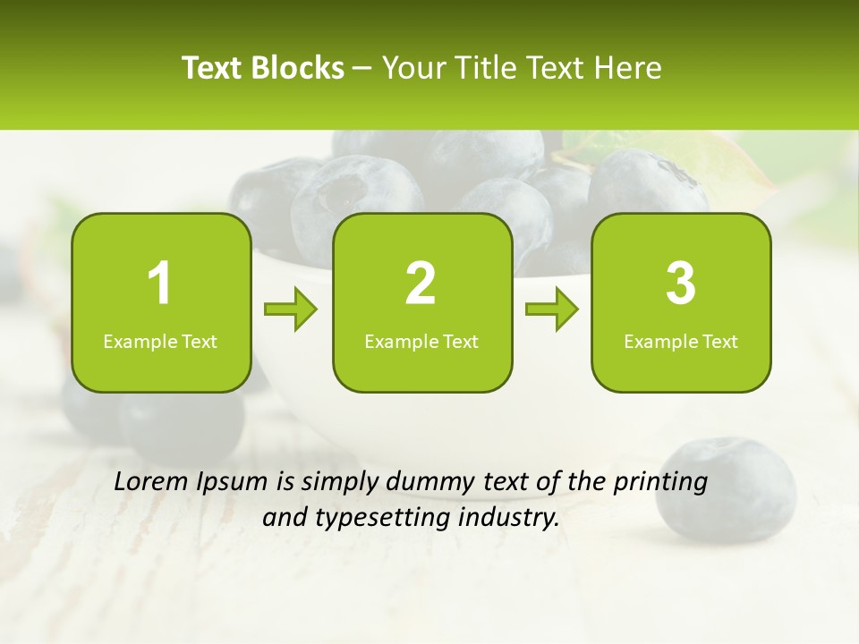 A White Bowl Filled With Blueberries On Top Of A Wooden Table PowerPoint Template