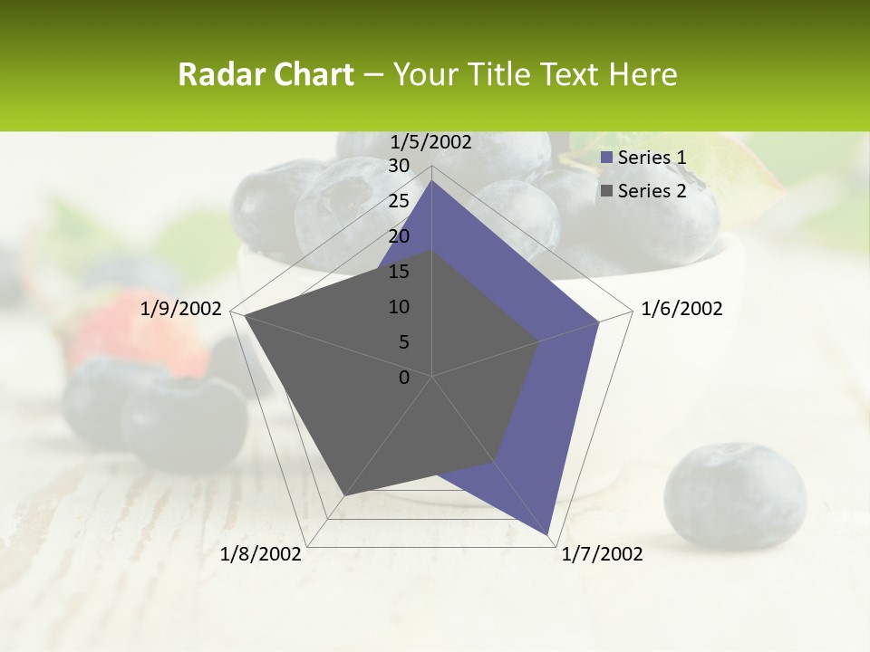 A White Bowl Filled With Blueberries On Top Of A Wooden Table PowerPoint Template