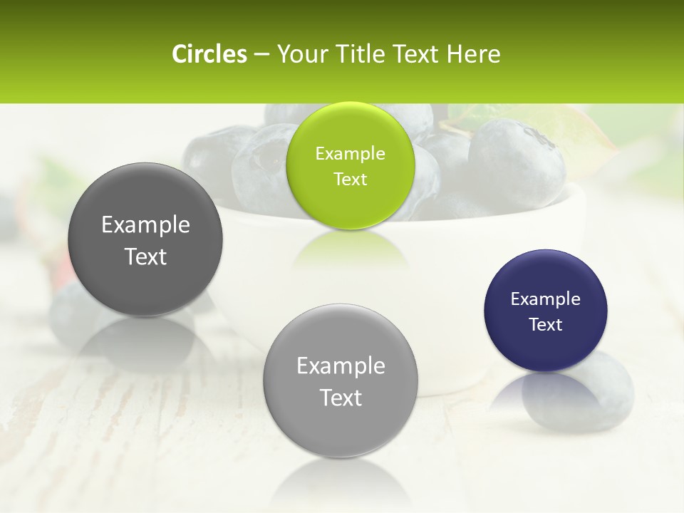 A White Bowl Filled With Blueberries On Top Of A Wooden Table PowerPoint Template