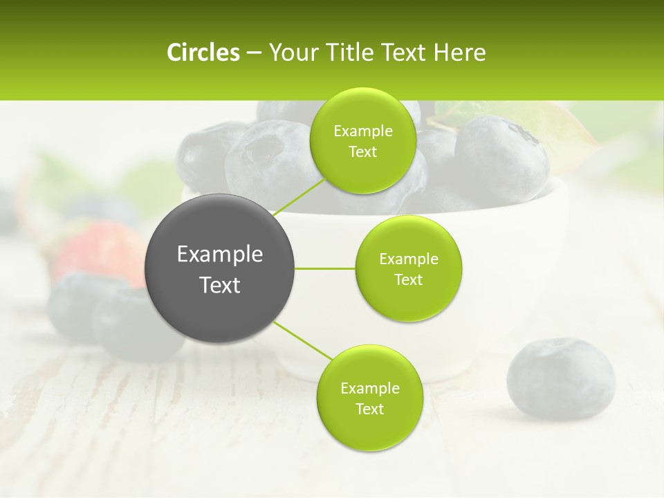 A White Bowl Filled With Blueberries On Top Of A Wooden Table PowerPoint Template