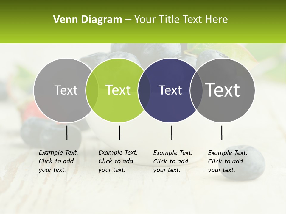 A White Bowl Filled With Blueberries On Top Of A Wooden Table PowerPoint Template