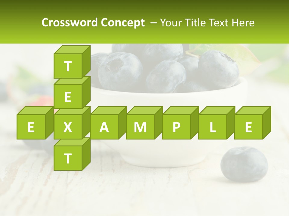 A White Bowl Filled With Blueberries On Top Of A Wooden Table PowerPoint Template