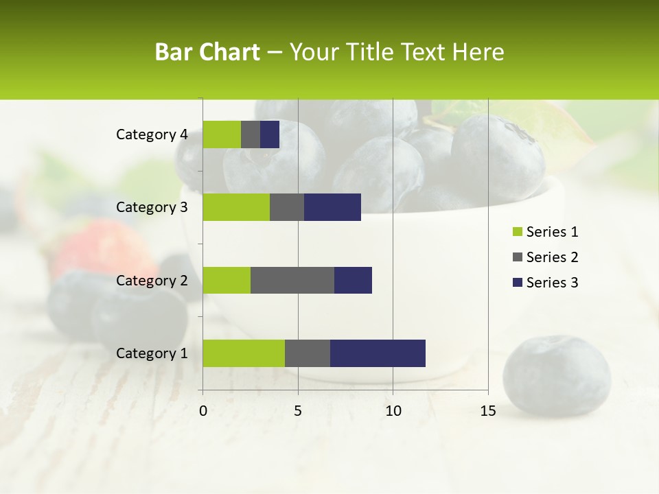 A White Bowl Filled With Blueberries On Top Of A Wooden Table PowerPoint Template