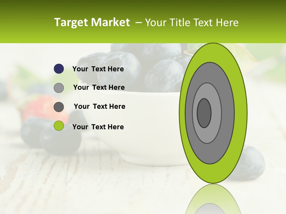 A White Bowl Filled With Blueberries On Top Of A Wooden Table PowerPoint Template
