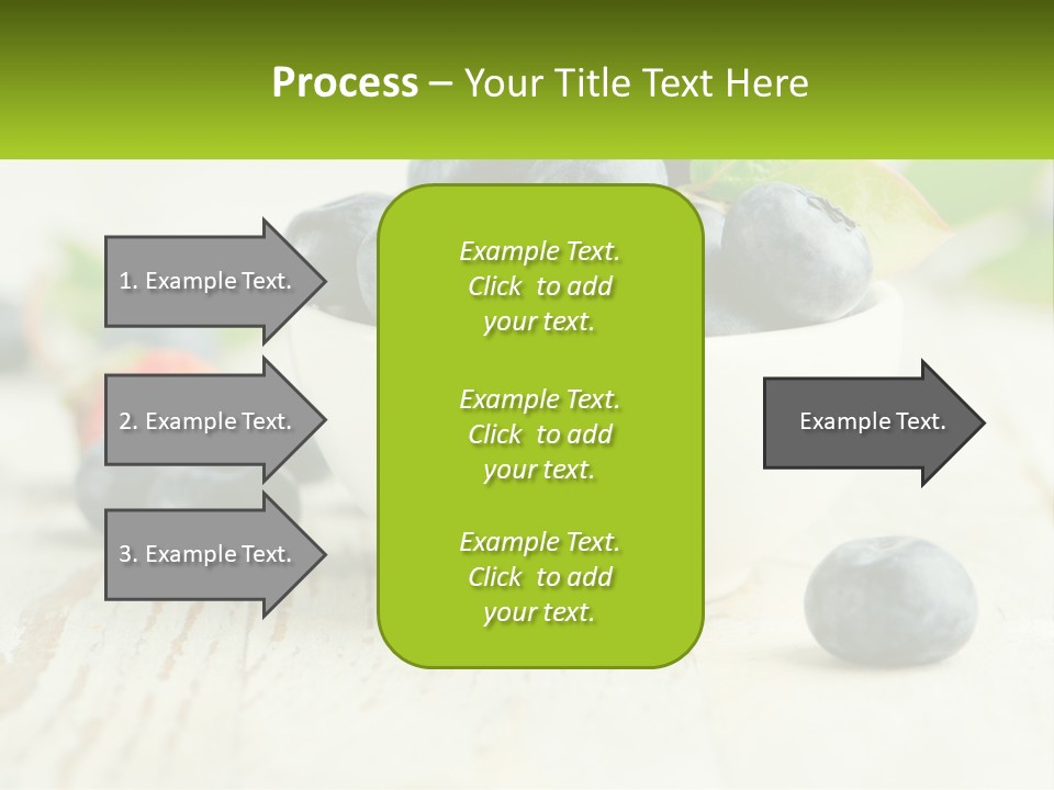 A White Bowl Filled With Blueberries On Top Of A Wooden Table PowerPoint Template