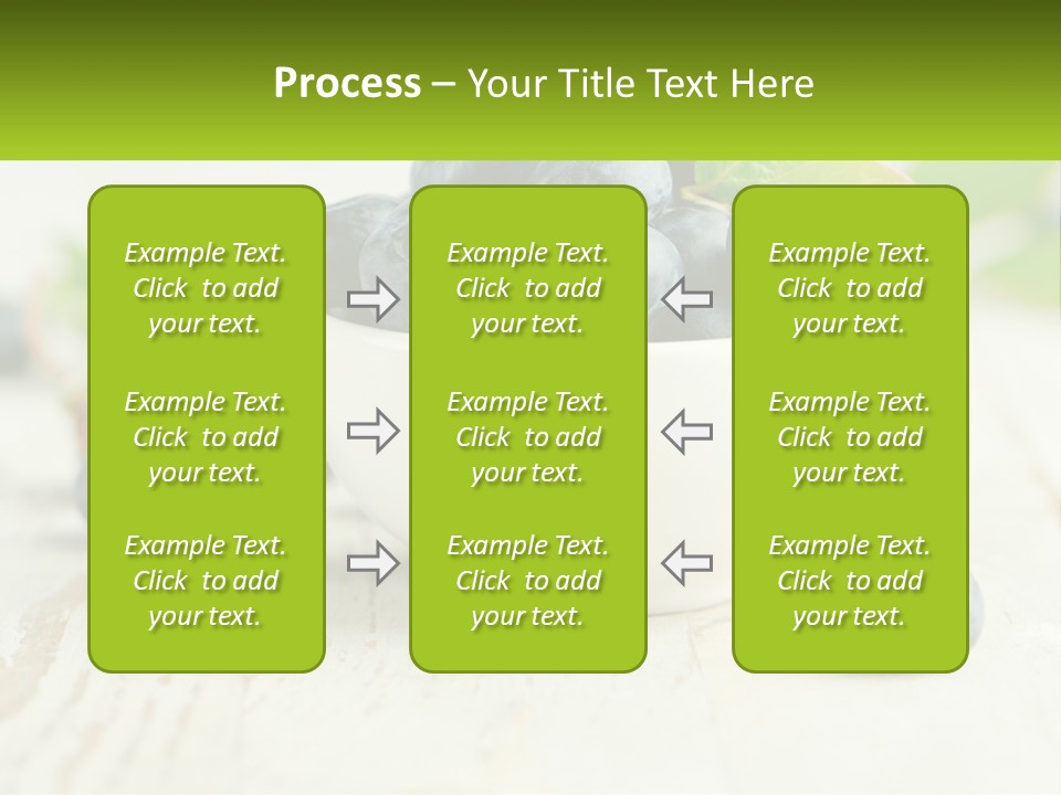 A White Bowl Filled With Blueberries On Top Of A Wooden Table PowerPoint Template