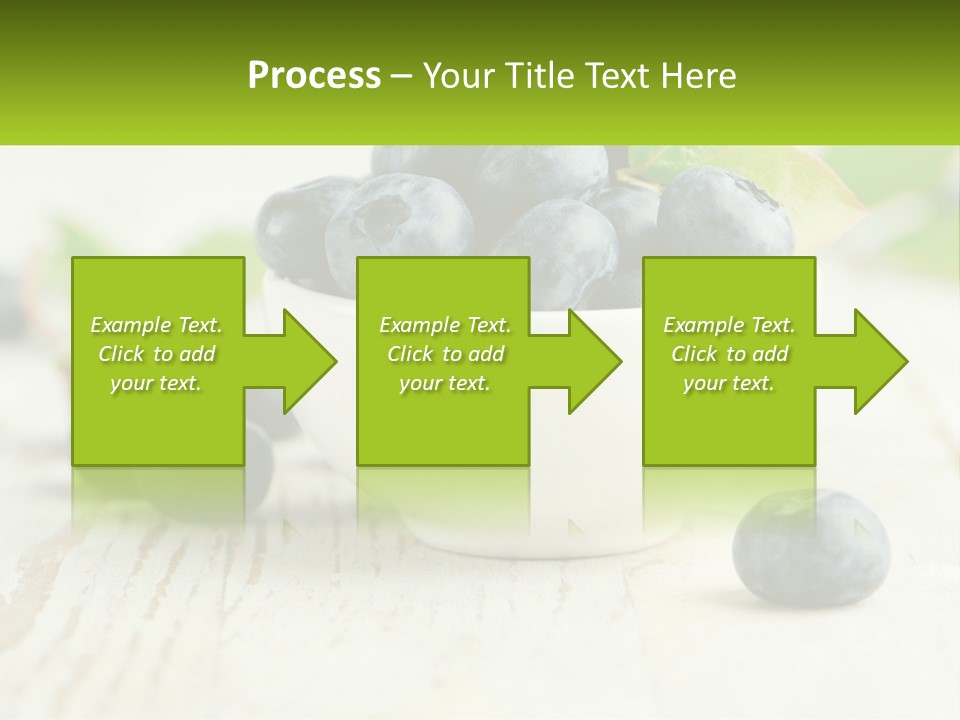 A White Bowl Filled With Blueberries On Top Of A Wooden Table PowerPoint Template