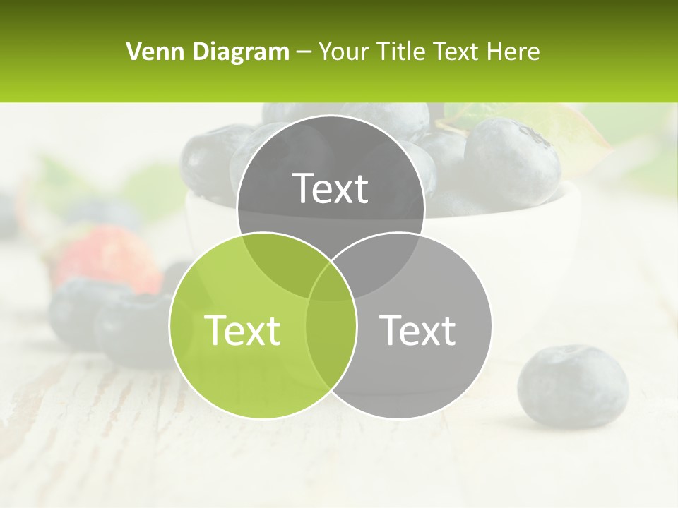 A White Bowl Filled With Blueberries On Top Of A Wooden Table PowerPoint Template