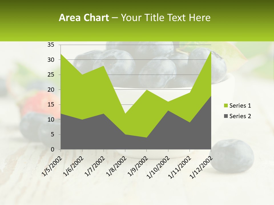 A White Bowl Filled With Blueberries On Top Of A Wooden Table PowerPoint Template