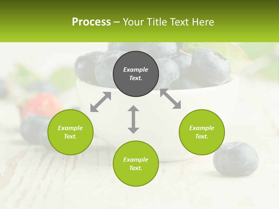 A White Bowl Filled With Blueberries On Top Of A Wooden Table PowerPoint Template