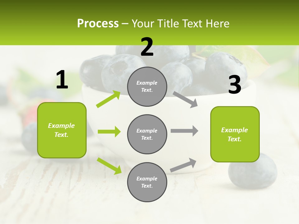 A White Bowl Filled With Blueberries On Top Of A Wooden Table PowerPoint Template