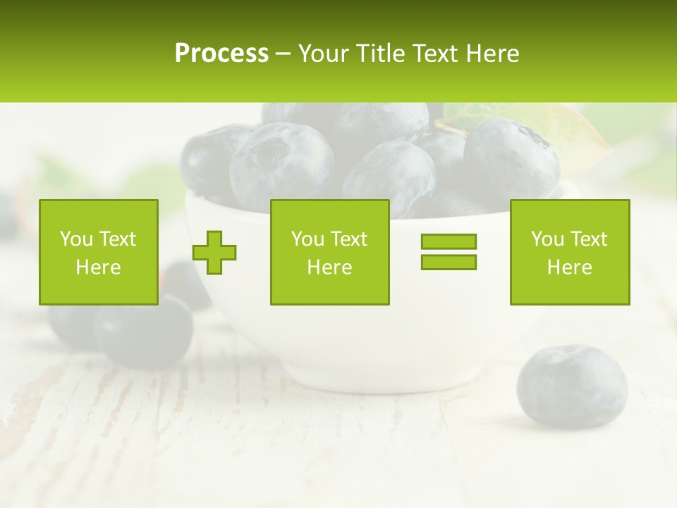 A White Bowl Filled With Blueberries On Top Of A Wooden Table PowerPoint Template
