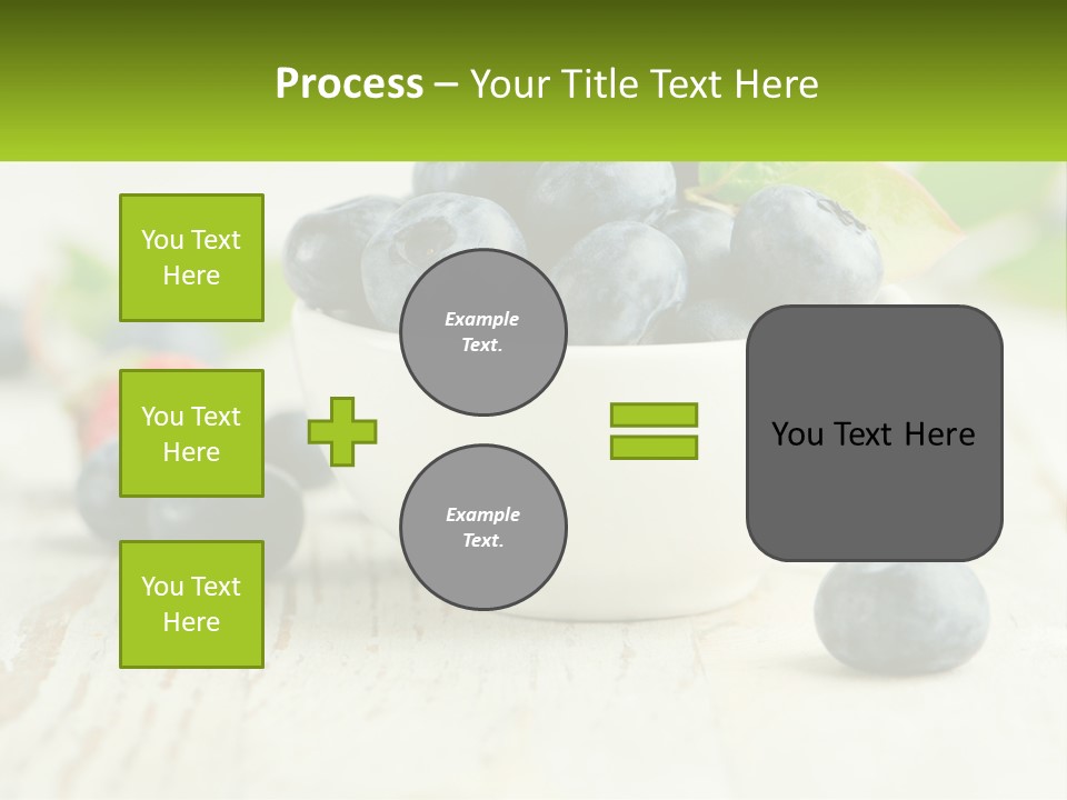 A White Bowl Filled With Blueberries On Top Of A Wooden Table PowerPoint Template
