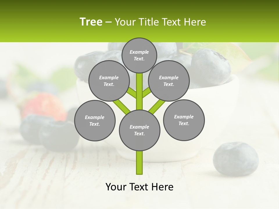 A White Bowl Filled With Blueberries On Top Of A Wooden Table PowerPoint Template