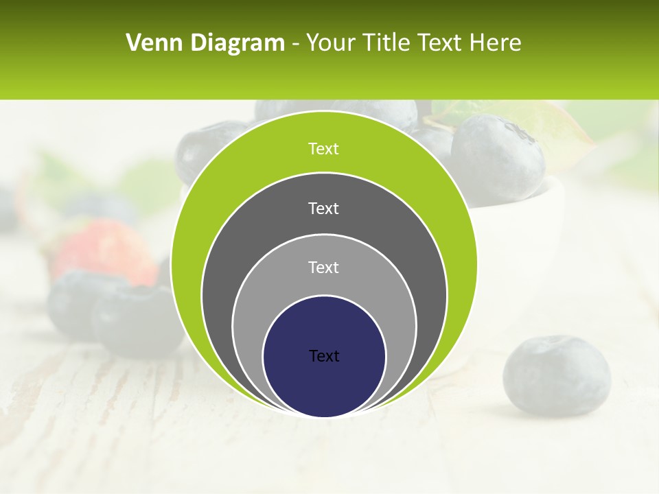 A White Bowl Filled With Blueberries On Top Of A Wooden Table PowerPoint Template
