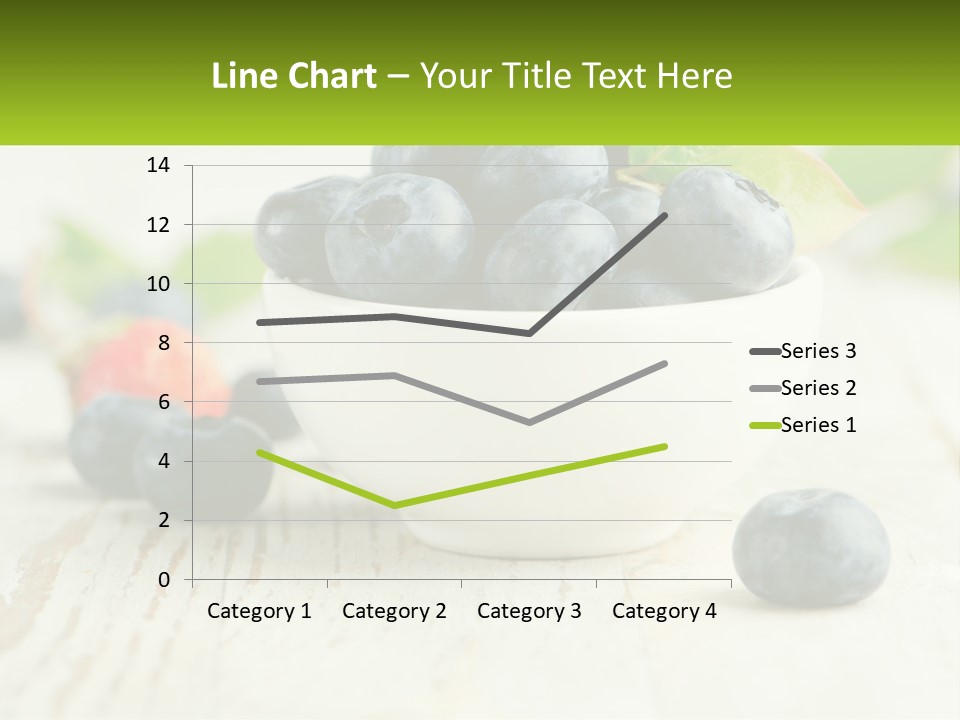 A White Bowl Filled With Blueberries On Top Of A Wooden Table PowerPoint Template