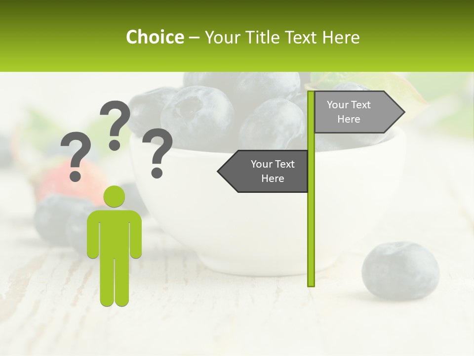 A White Bowl Filled With Blueberries On Top Of A Wooden Table PowerPoint Template