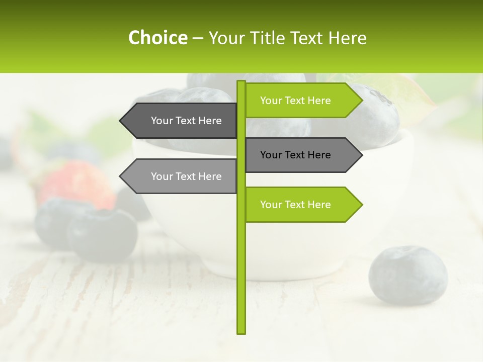 A White Bowl Filled With Blueberries On Top Of A Wooden Table PowerPoint Template