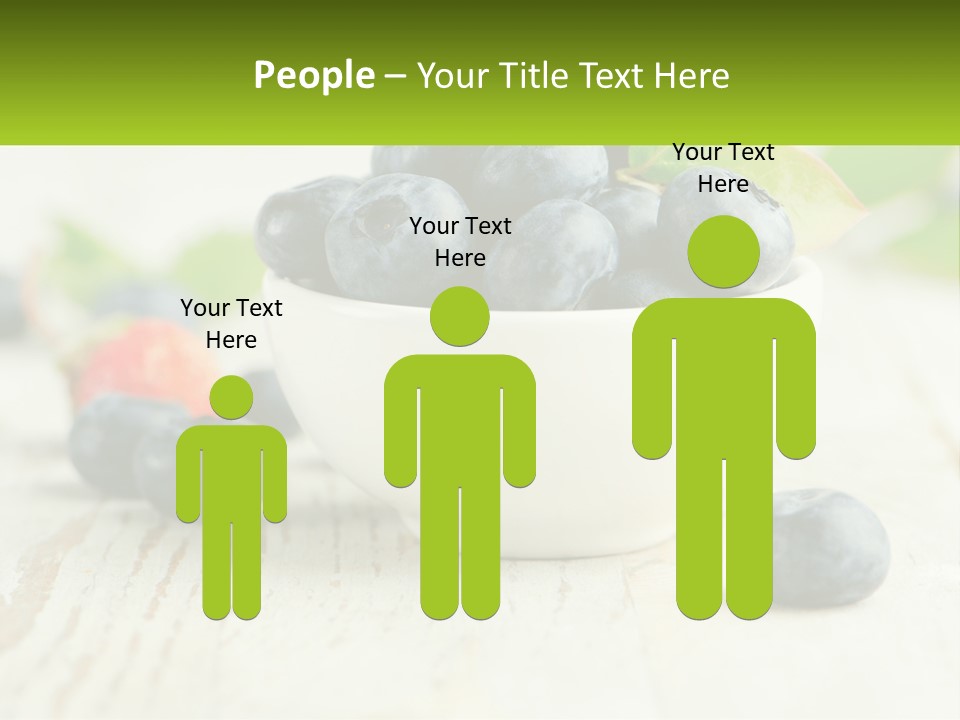 A White Bowl Filled With Blueberries On Top Of A Wooden Table PowerPoint Template