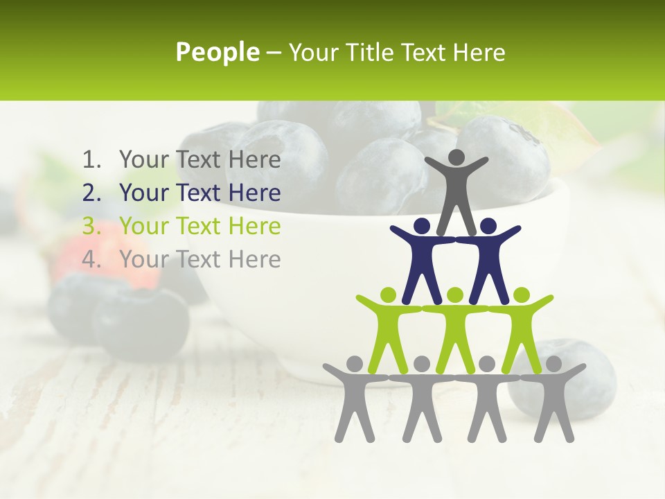 A White Bowl Filled With Blueberries On Top Of A Wooden Table PowerPoint Template