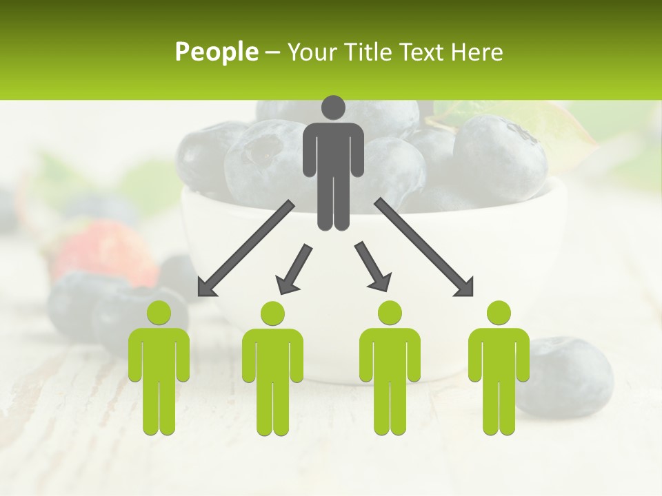 A White Bowl Filled With Blueberries On Top Of A Wooden Table PowerPoint Template