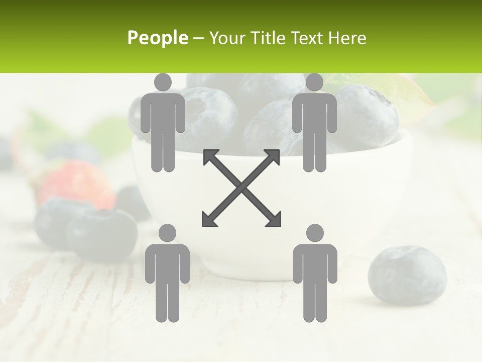 A White Bowl Filled With Blueberries On Top Of A Wooden Table PowerPoint Template