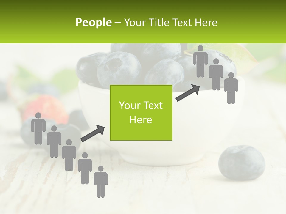 A White Bowl Filled With Blueberries On Top Of A Wooden Table PowerPoint Template