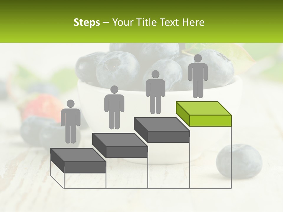 A White Bowl Filled With Blueberries On Top Of A Wooden Table PowerPoint Template